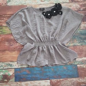 Iz Byer Steely Gray Blouse